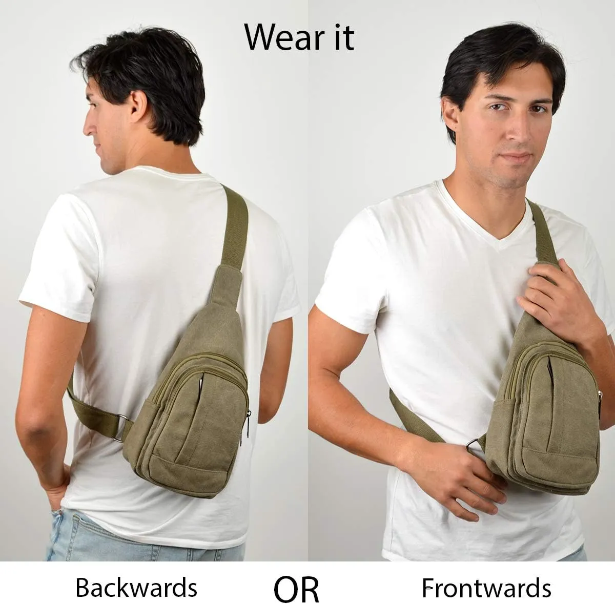 WESTEND Crossbody Canvas Sling Bag with Adjustable Strap-Travel Small Daypack