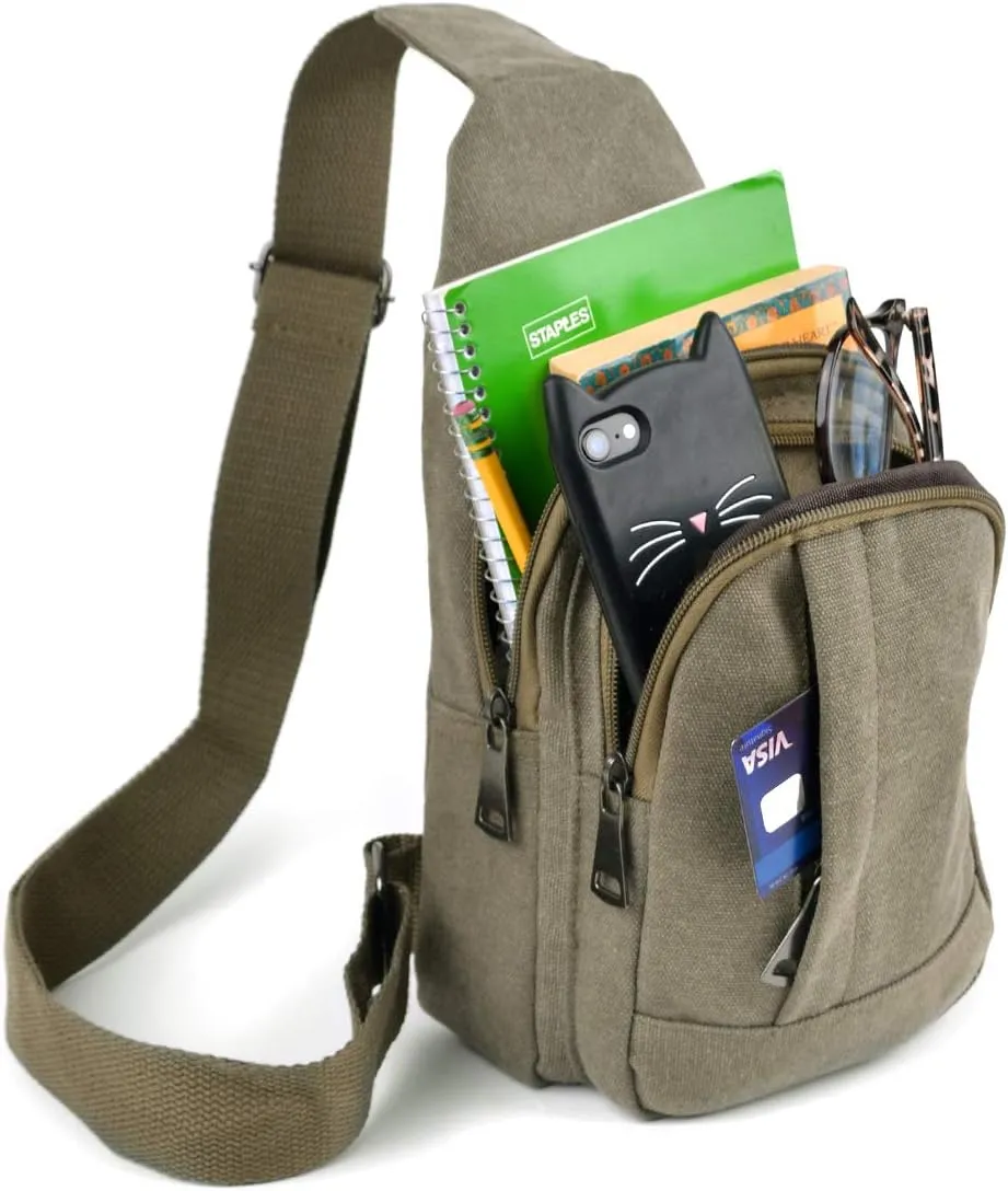 WESTEND Crossbody Canvas Sling Bag with Adjustable Strap-Travel Small Daypack
