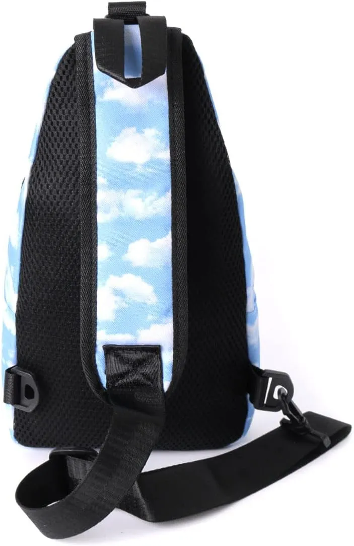WESTEND Novelty Crossbody Sling Bag Backpack with Adjustable Strap for Men and Women, Sky Cloud