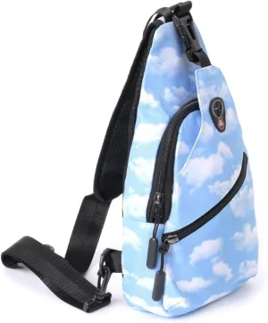 WESTEND Novelty Crossbody Sling Bag Backpack with Adjustable Strap for Men and Women, Sky Cloud