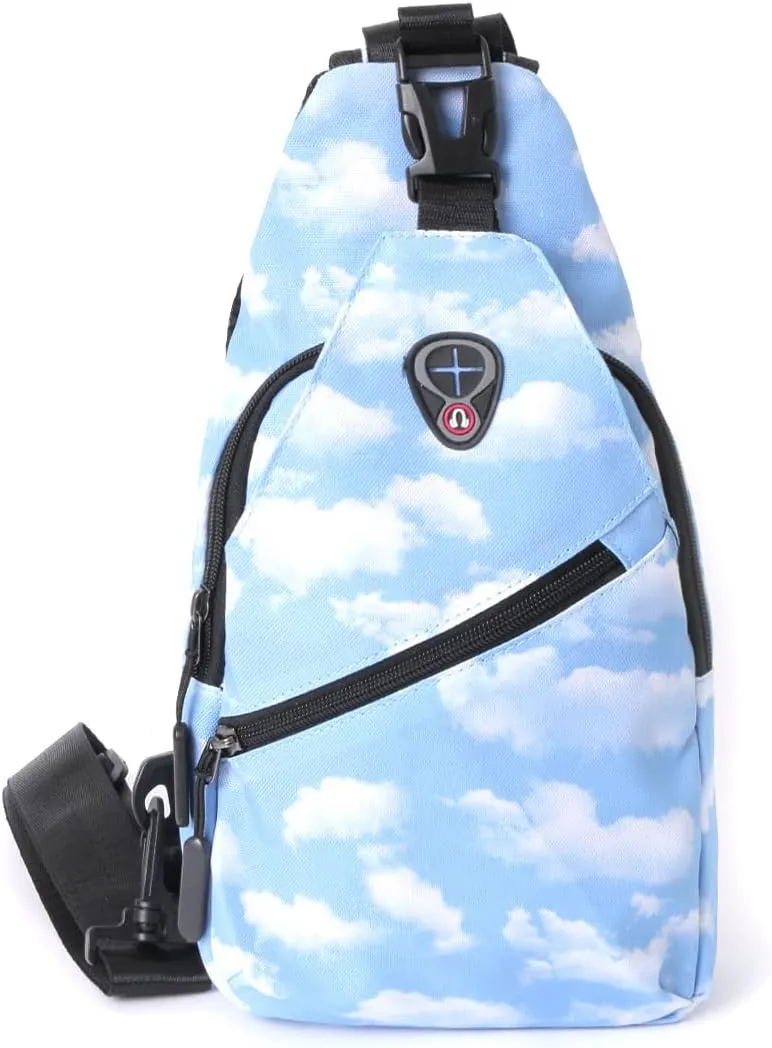 WESTEND Novelty Crossbody Sling Bag Backpack with Adjustable Strap for Men and Women, Sky Cloud