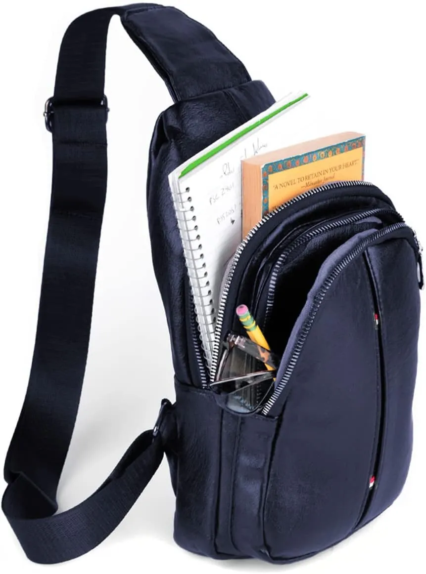WESTEND Small Crossbody Leather Sling Bag with Adjustable Strap - Travel Small Daypack