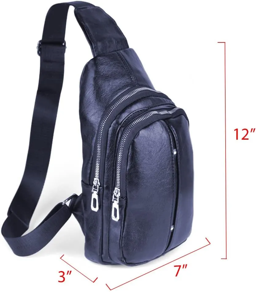 WESTEND Small Crossbody Leather Sling Bag with Adjustable Strap - Travel Small Daypack