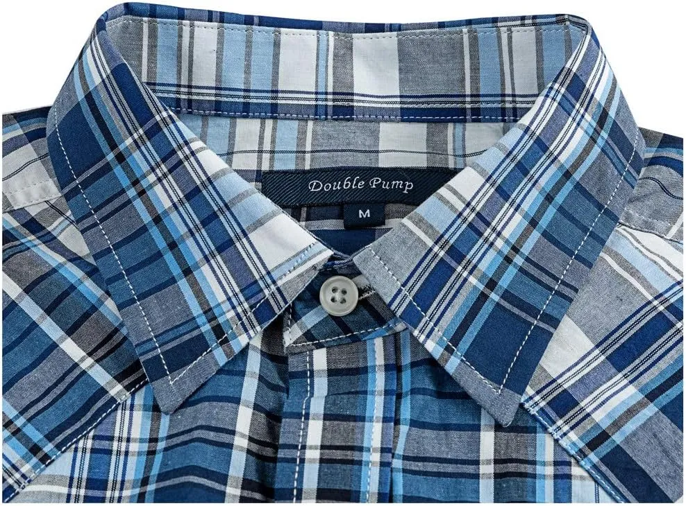 Western Shirts for Men with Snap Buttons Regular Fit Plaid Mens Long Sleeve Shirts Casual