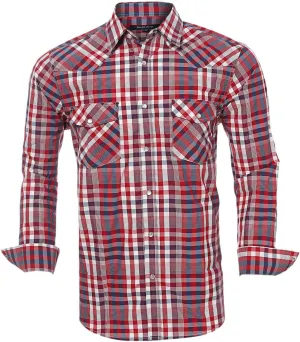 Western Shirts for Men with Snap Buttons Regular Fit Plaid Mens Long Sleeve Shirts Casual