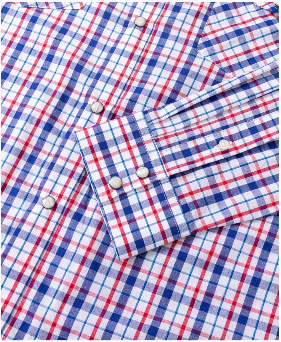 Western Shirts for Men with Snap Buttons Regular Fit Plaid Mens Long Sleeve Shirts Casual