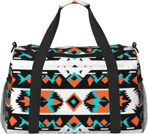 Western Southwest Tribal Ethnic Aztec Travel Duffel Bag Tote Bag Sports Gym Bag For Women And Men