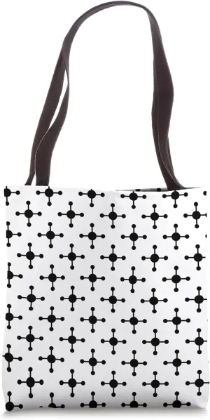 White Black Molecule Atom Connected Dot Monochrome Pattern Tote Bag