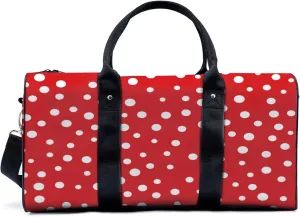 white dots on red Travel Duffel Bag for Woman Weekender Bag Man Tote Gym Bag Sport Gym Bag Hospital Bag for Labor and Delivery Overnight Bag Luggage Bag