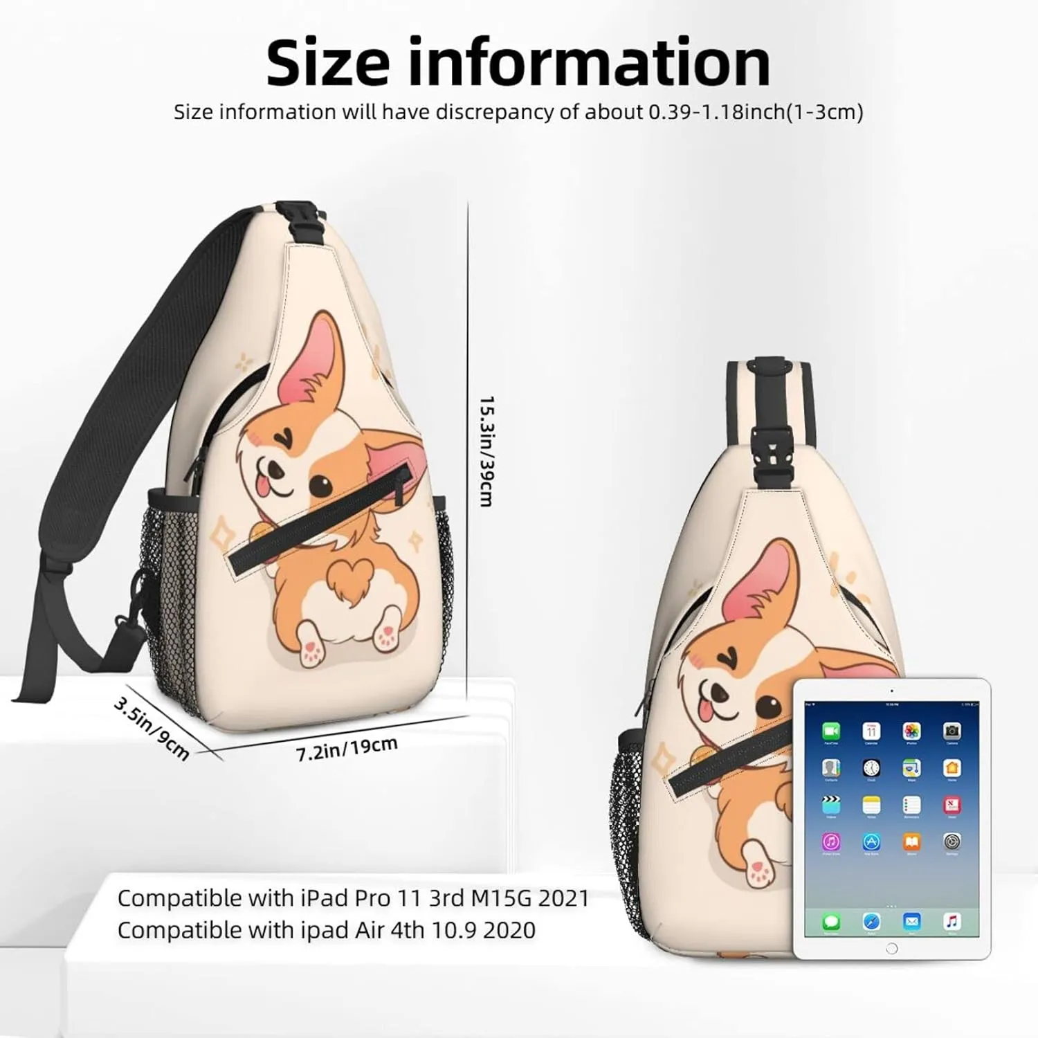 Women Cartoon Cute Corgi Dog Butt Crossbody Sling Backpack for Men Chest Bag Shoulder Bag Lightweight One Strap Backpack Travel Outdoor Daypack