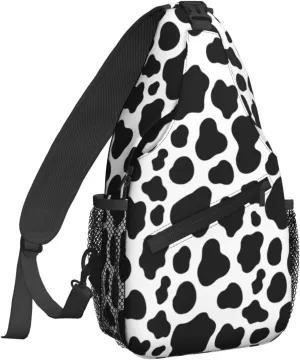 Women Cow Skin Pattern Crossbody Sling Backpack for Men Chest Bag Shoulder Bag Lightweight One Strap Backpack Travel Outdoor Daypack