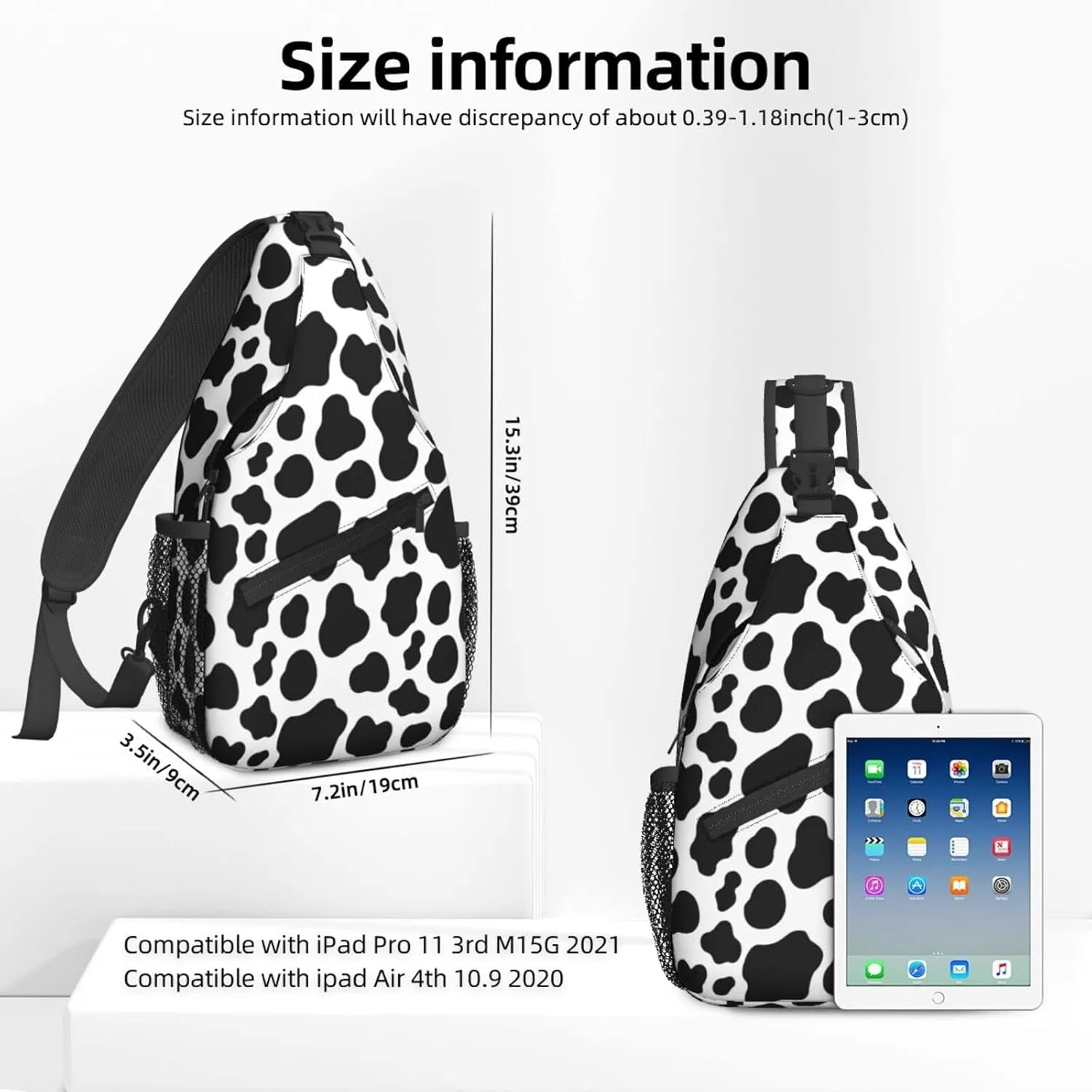 Women Cow Skin Pattern Crossbody Sling Backpack for Men Chest Bag Shoulder Bag Lightweight One Strap Backpack Travel Outdoor Daypack