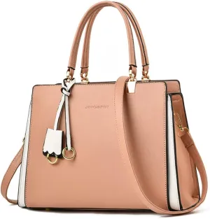 Women Elegant Handbag Classic Top-handle Purses PU Leather Tote Shoulder Bag Work Shopper Satchel with Pendant
