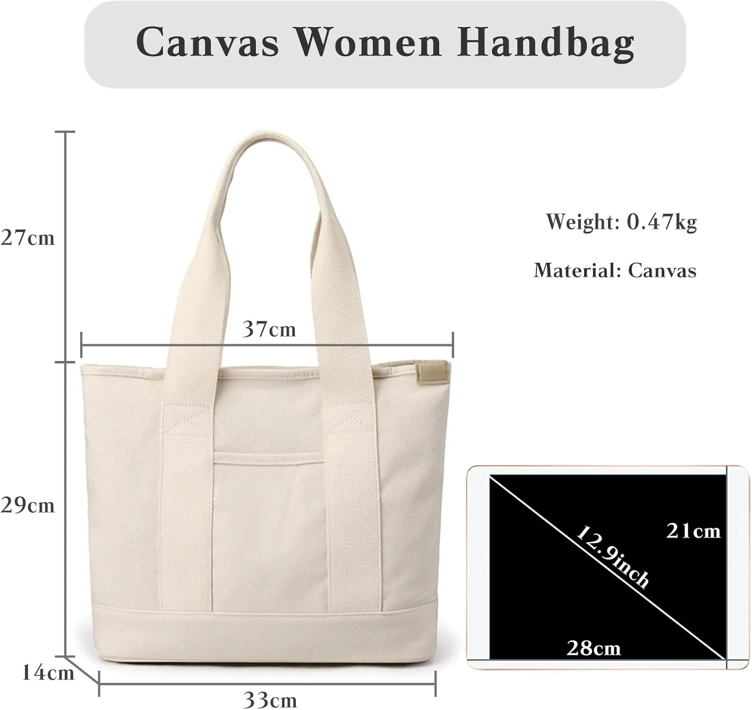 Women Handbag Canvas Tote Bag Lightweight Shoulder Bag