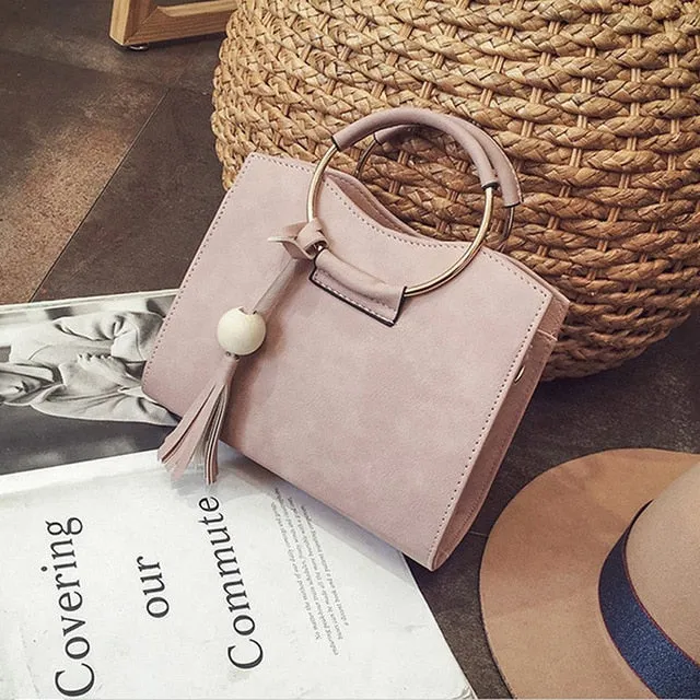 Women Leather Metal Shoulder Totes PU Bag Fashion Compatible Top Bags Women Tassel Bags Messenger Ring Secure delivery Handbag Vintage Crossbody Handle