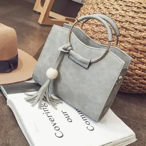 Women Leather Metal Shoulder Totes PU Bag Fashion Compatible Top Bags Women Tassel Bags Messenger Ring Secure delivery Handbag Vintage Crossbody Handle