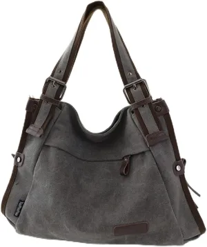 Women Shoulder Bag Canvas Handbag Large Capacity Casual Handbag with Adjustable Shoulder Strap