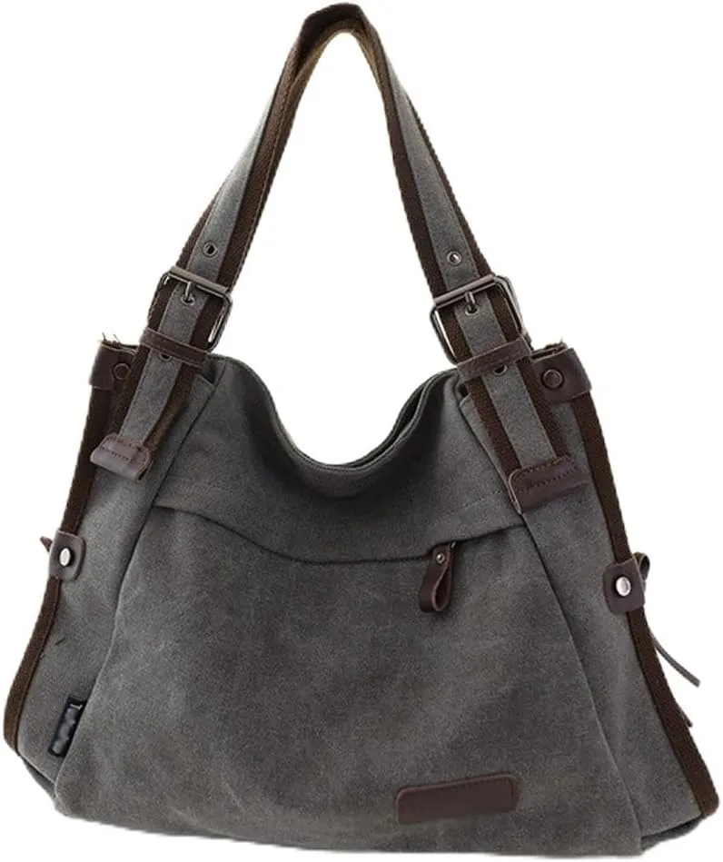 Women Shoulder Bag Canvas Handbag Large Capacity Casual Handbag with Adjustable Shoulder Strap
