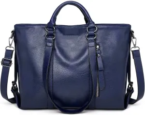 Women Soft Top-handle Purse Oil-waxed PU Leather Shoulder Handbag Shopper Work Tote Crossbody Bag Travel Satchel