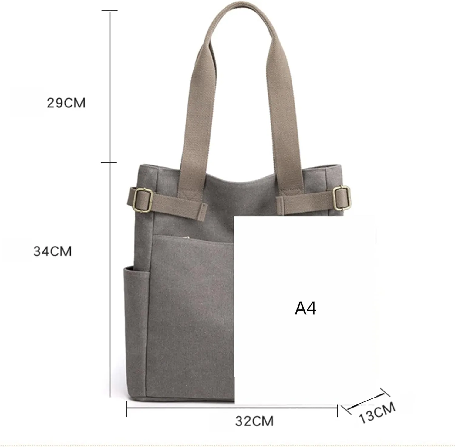 Women Student Casual Handbag Canvas Travel Shoulder Tote Bag For Men And Women Shopping over The (Coffee, One Size)
