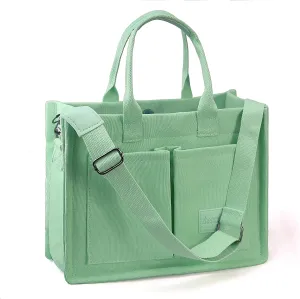 Women's Canvas Tote Bag With Pockets - Casual Crossbody Hobo Messenger Shoulder Handbag