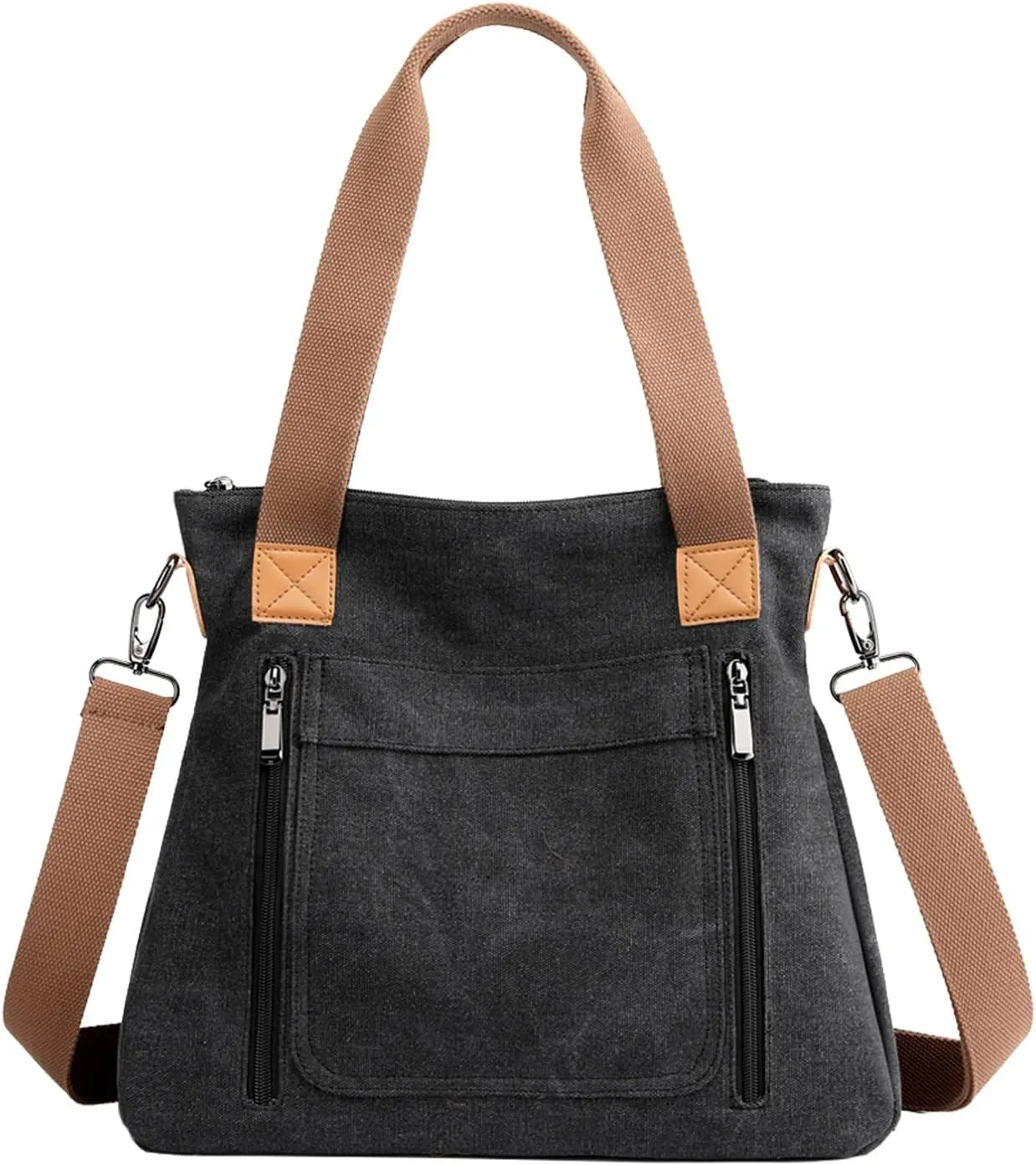Women's Canvas Vintage Tote Shoulder Bag, Hobo Daily Purse Large Handbag with Multi-pocket, Top Handle Work Bags