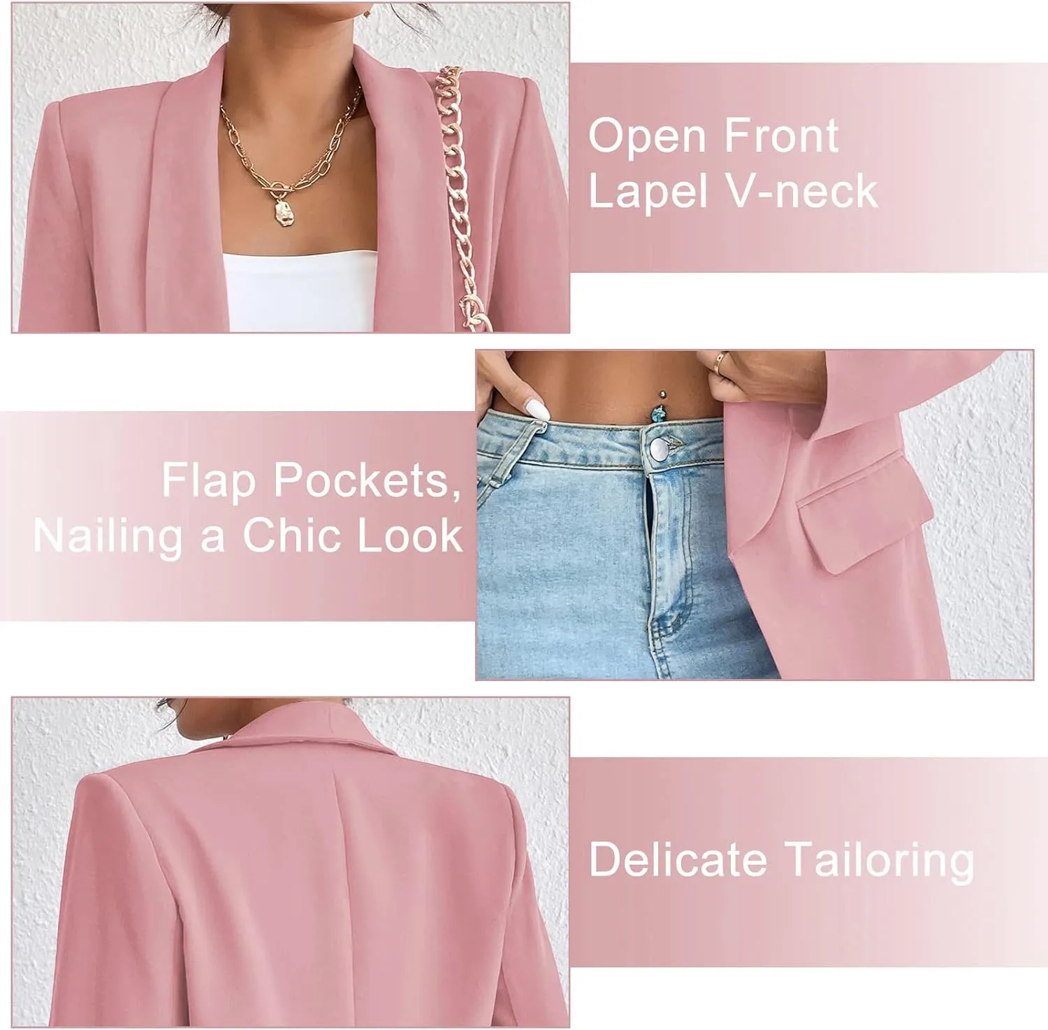 Womens Casual Blazer Long Sleeve Open Front Shawl Collar Slim Jacket Fashion Spring Fall Blazer Jacket Work Office