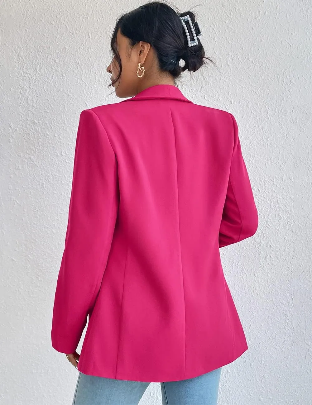 Womens Casual Blazer Long Sleeve Open Front Shawl Collar Slim Jacket Fashion Spring Fall Blazer Jacket Work Office