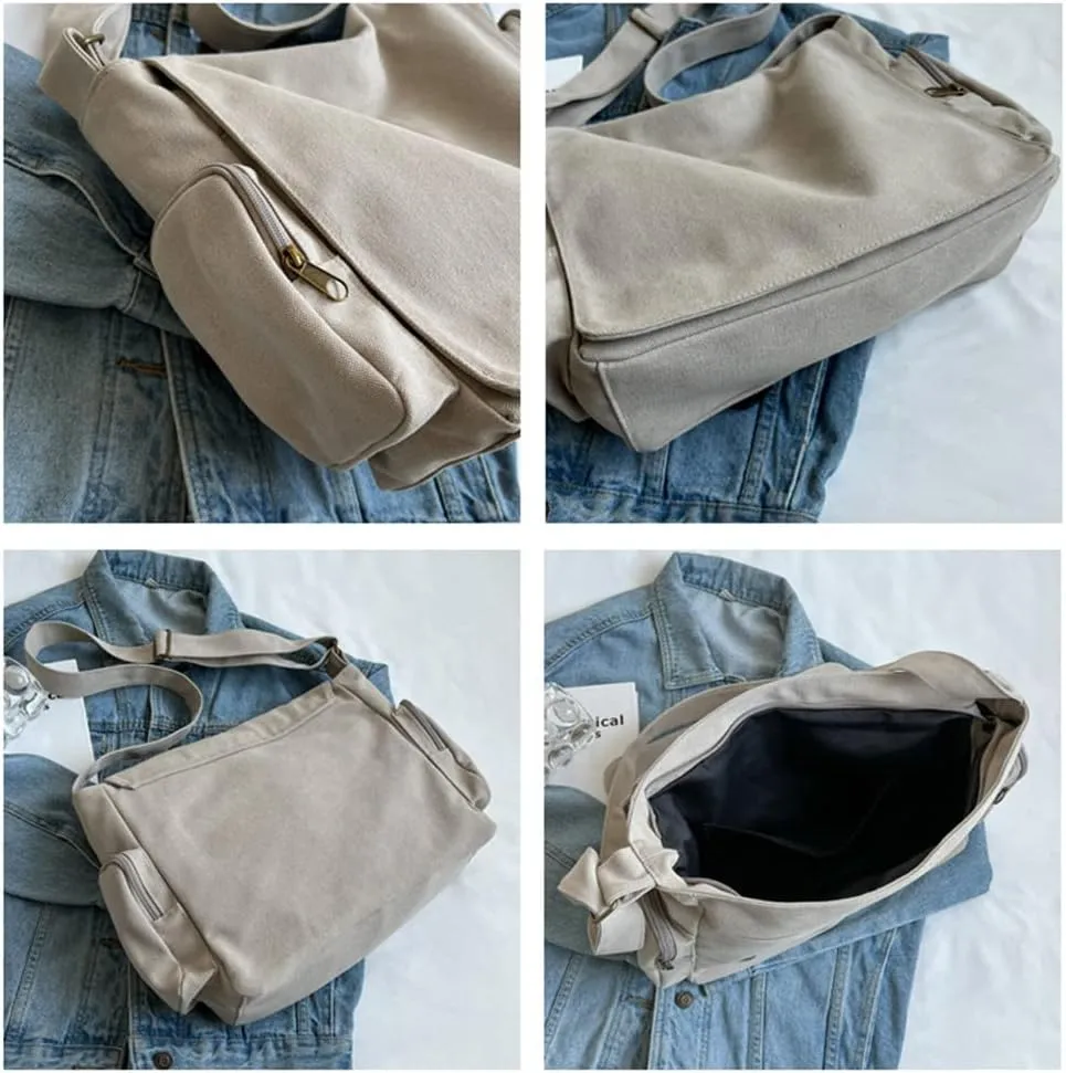 Women's Casual Messenger Bags Travel Shoulder Bag Vintage Canvas Crossbody Bag Large Size Handbag Stylish Purse