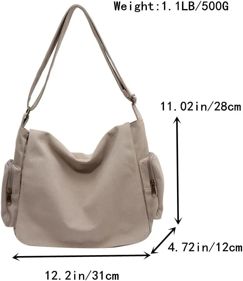 Women's Casual Messenger Bags Travel Shoulder Bag Vintage Canvas Crossbody Bag Large Size Handbag Stylish Purse