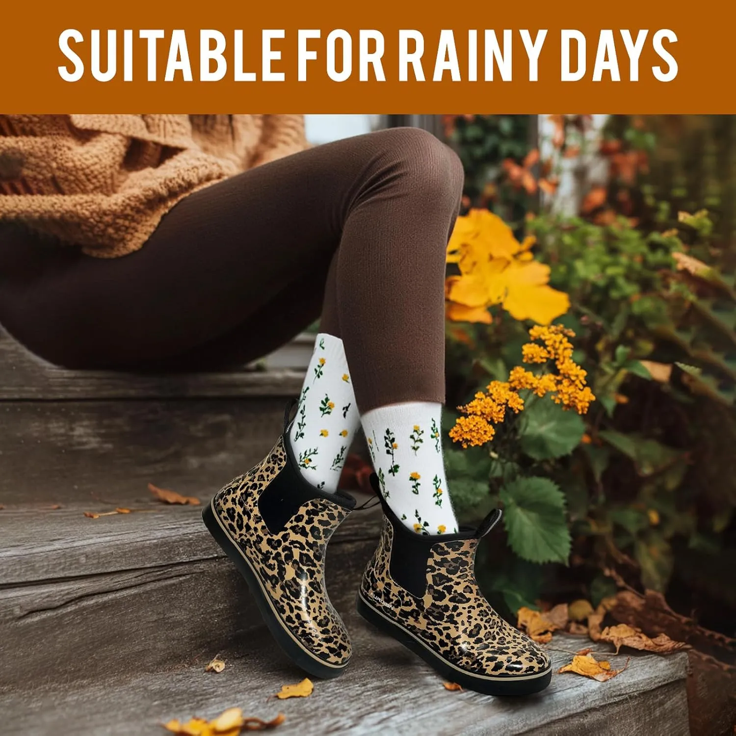 Women's Deck Boots Ankle Rain Boots Fishing Boots Rubber Waterproof Slip-Resistant Outdoor Work Shoes