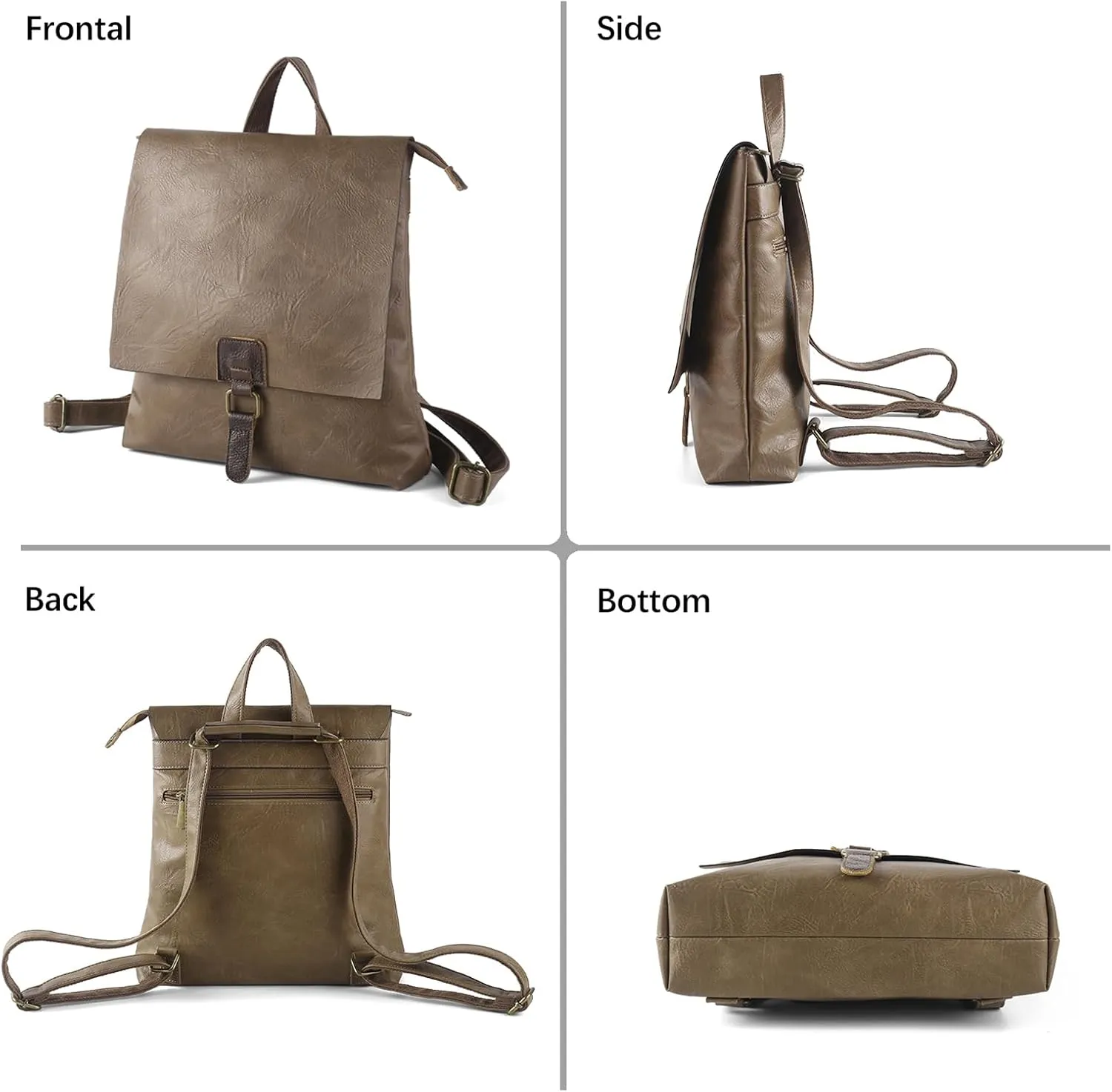 Women's Fashion Backpack Purse Multipurpose Design Convertible Satchel Handbags Shoulder Bag Travel bag (Khaki)