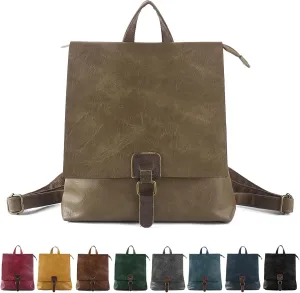 Women's Fashion Backpack Purse Multipurpose Design Convertible Satchel Handbags Shoulder Bag Travel bag (Khaki)