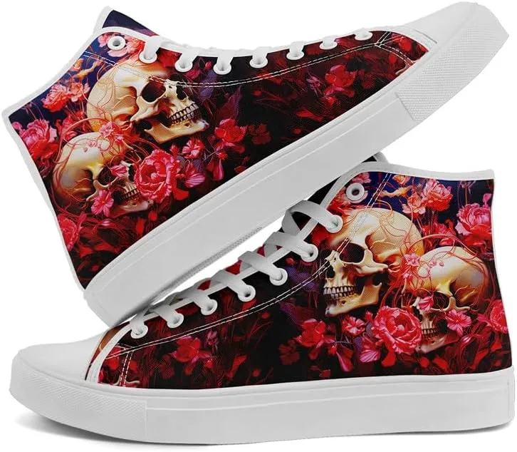 Womens Graffiti Black High Top Fashion Sneakers Canvas Shoes Classic Lace Up Walking Tennis Casual Skateboarding Sports Shoes