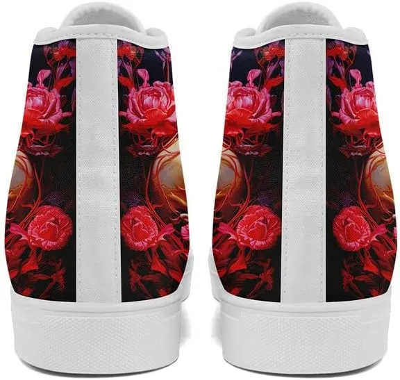 Womens Graffiti Black High Top Fashion Sneakers Canvas Shoes Classic Lace Up Walking Tennis Casual Skateboarding Sports Shoes