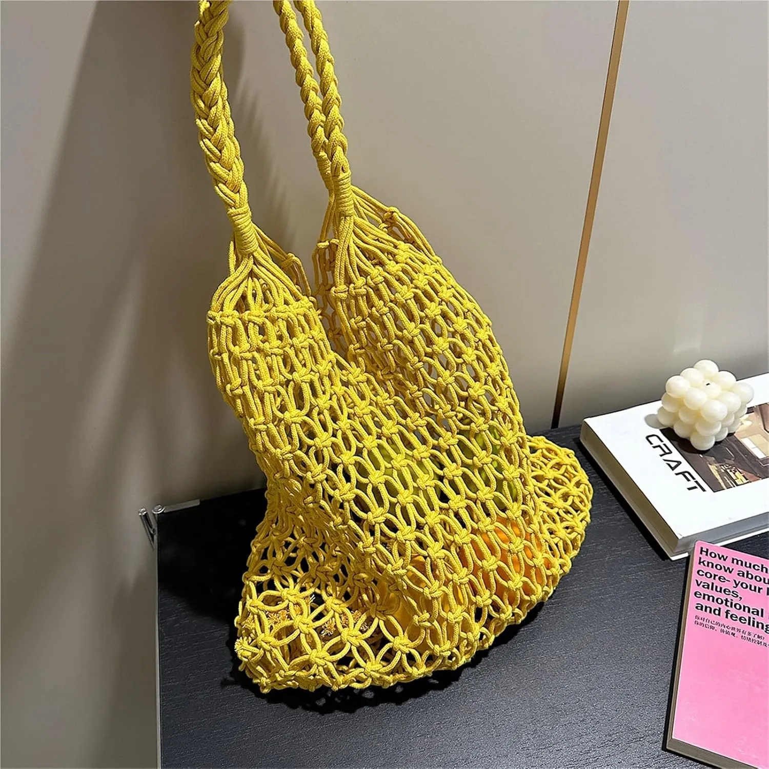 Women's Hand woven Retro Hollow Shoulder Bag Summer Outdoor Travel Leisure Beach Large Capacity Tote Bag