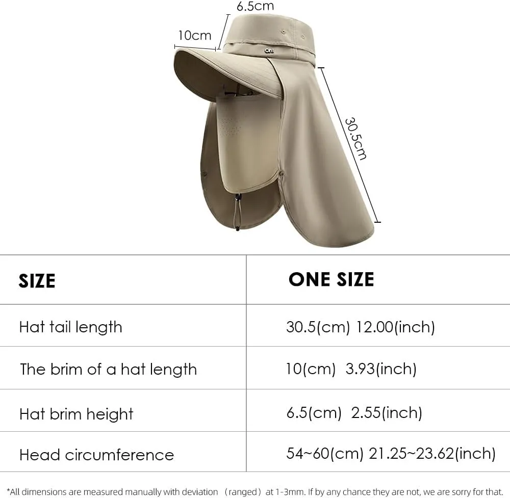 Women's Hiking Fishing Sun Hat Wide Brim Cap with Large Neck Flap UPF 50  Sun Protection