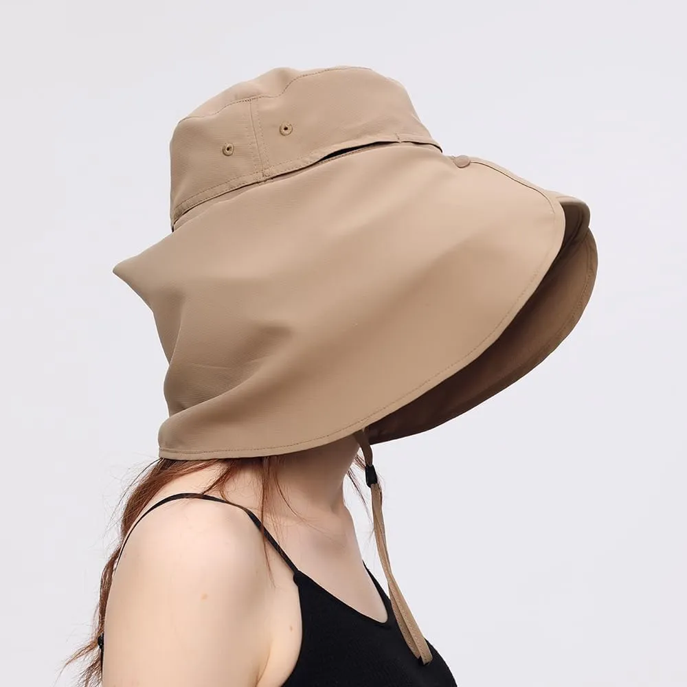 Women's Hiking Fishing Sun Hat Wide Brim Cap with Large Neck Flap UPF 50  Sun Protection