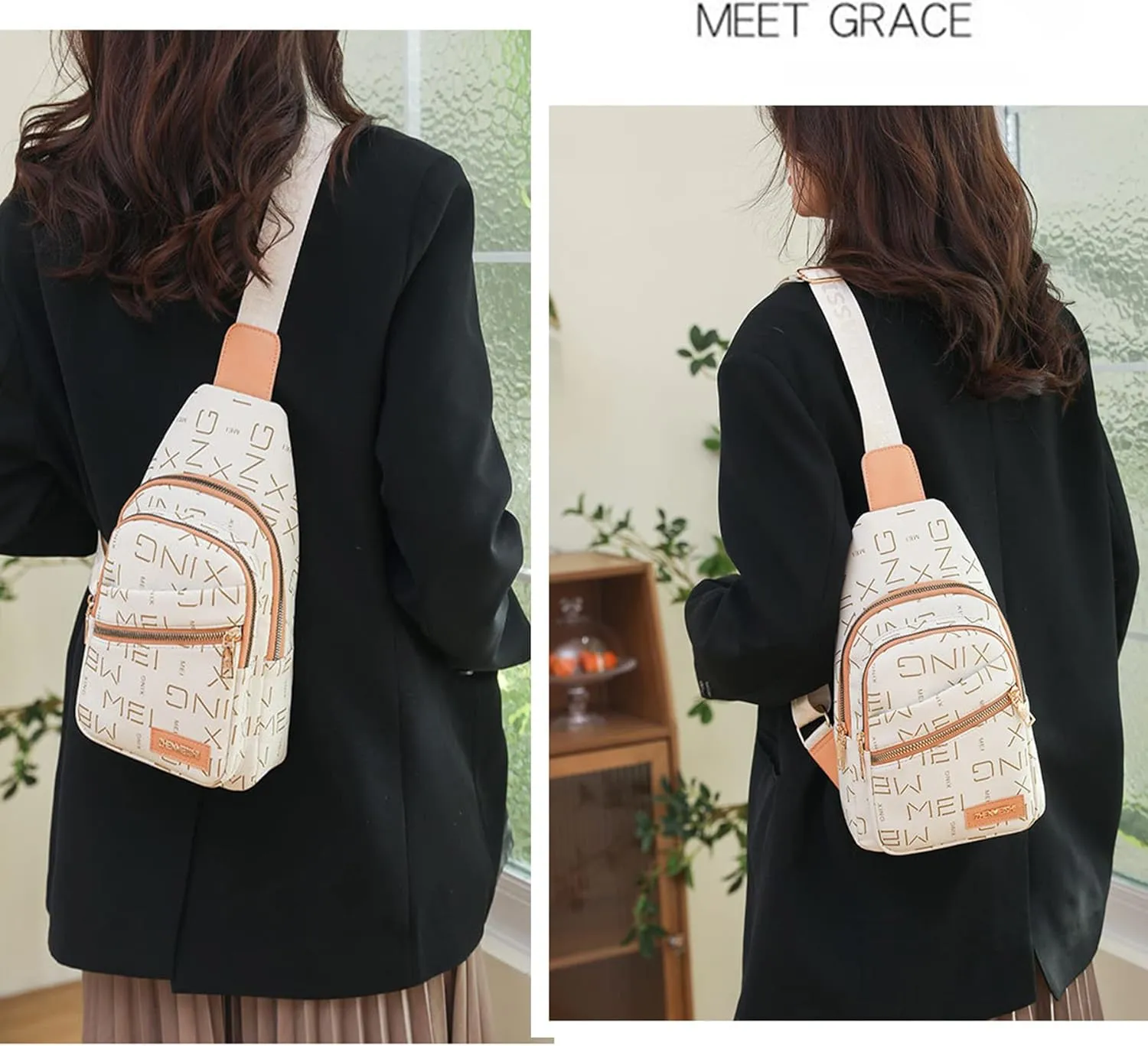 Women's Leopard Chest Bag Sling Bag for Women Sling Crossbody Bag Chest Backpack Bag Satchel Daypack Purse