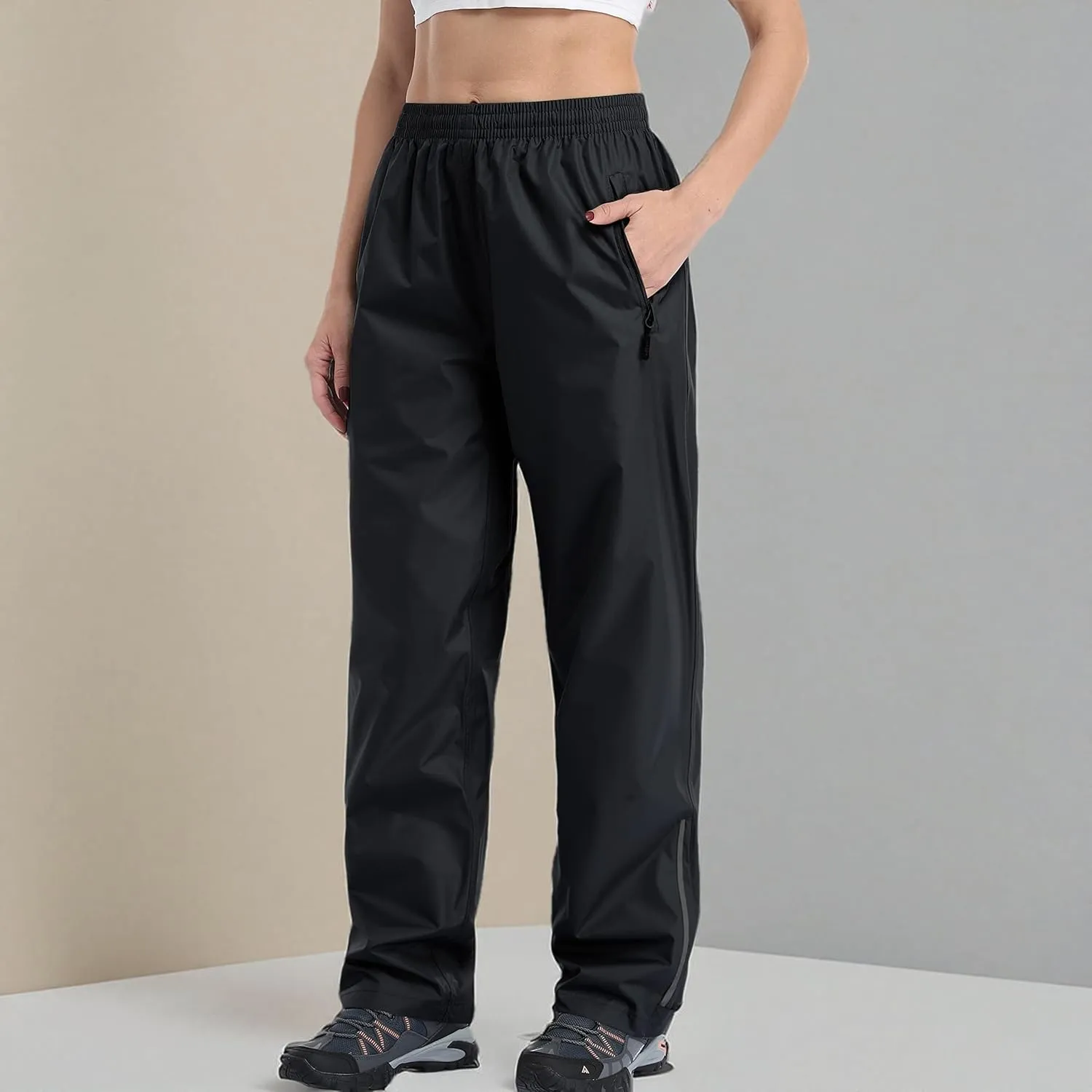 Women's Rain Pants Waterproof Hiking Pants, Lightweight Windproof Rain Over Pants for Golf, Fishing, Hiking