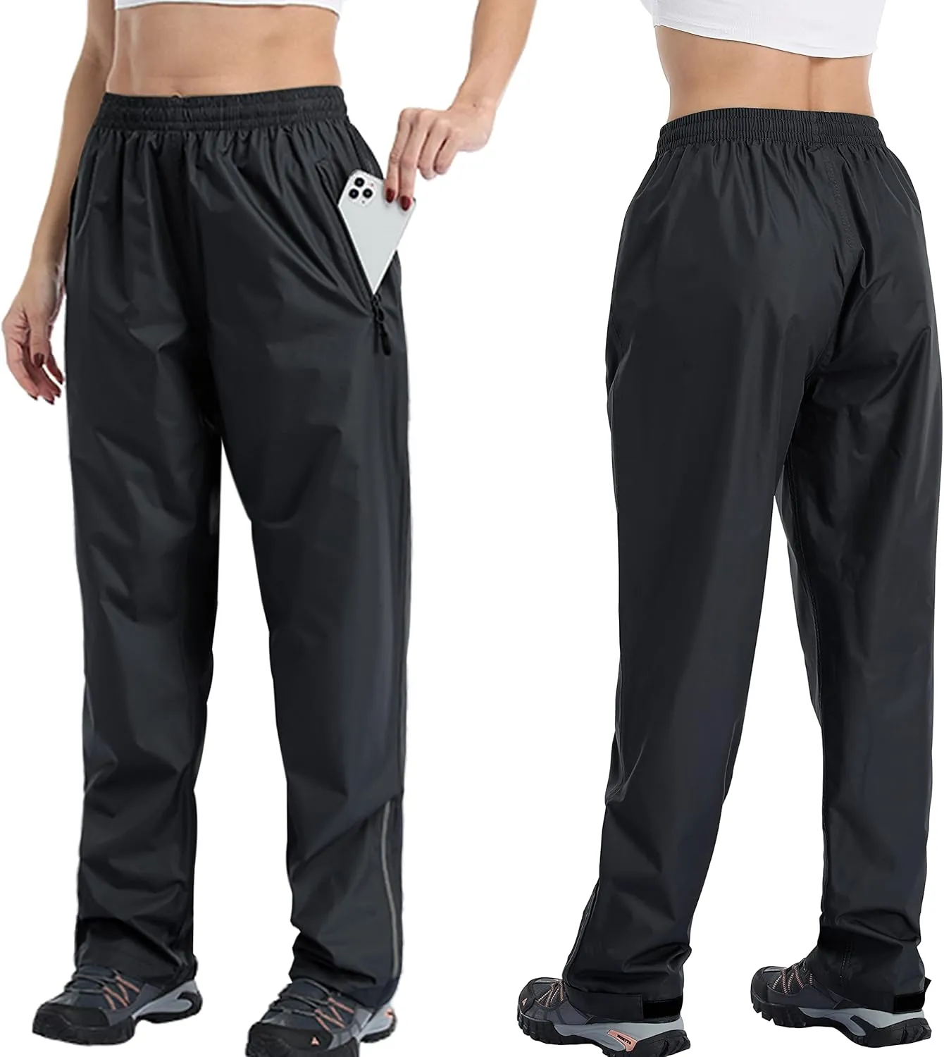 Women's Rain Pants Waterproof Hiking Pants, Lightweight Windproof Rain Over Pants for Golf, Fishing, Hiking