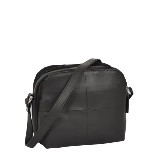 Womens Real Leather Cross Body Sling Shoulder Bag A939 Black