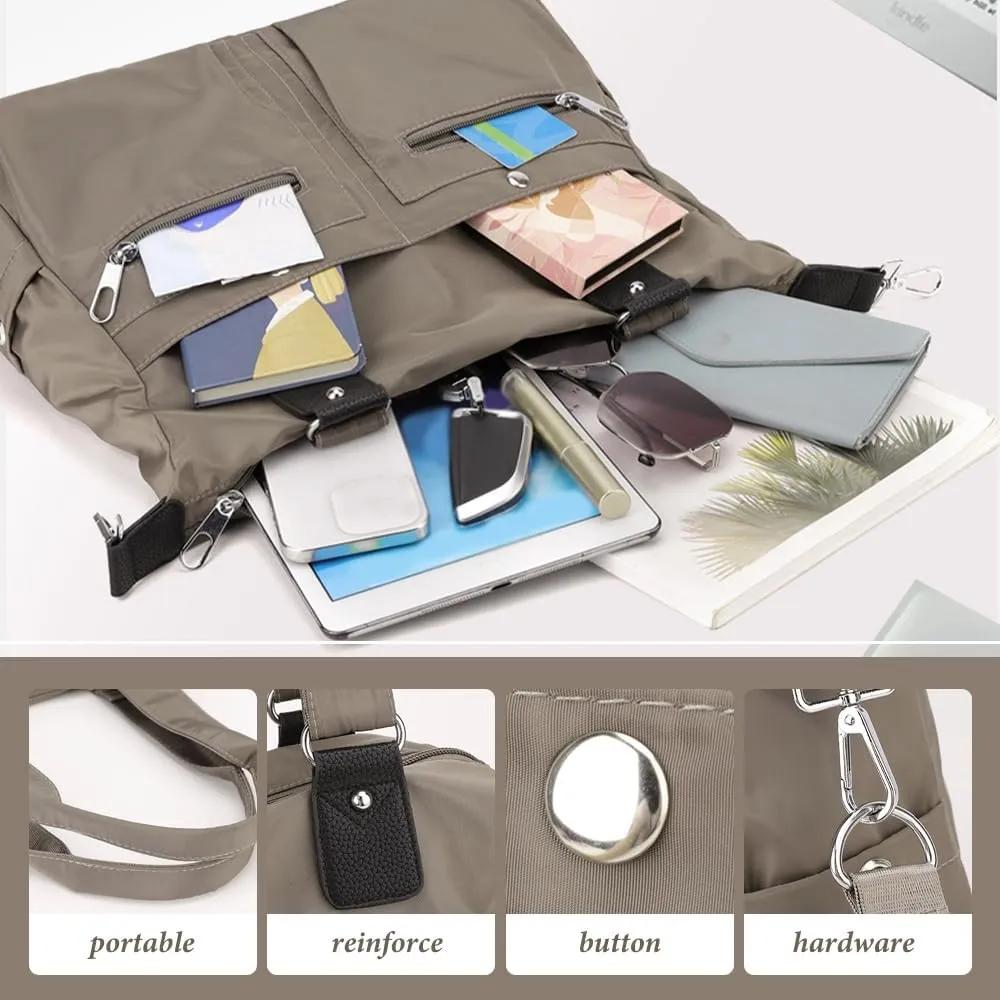 Womens Tote Handbags, Large Capacity Waterproof Multi Pocket Shoulder Bag, Women Crossbody Bag with Adjustable Shoulder Strap