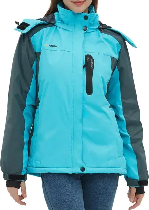 Women‘s Waterproof Winter Jacket Skiing Warm Fleece Snow Coat Hooded Windproof Raincoat S-3XL