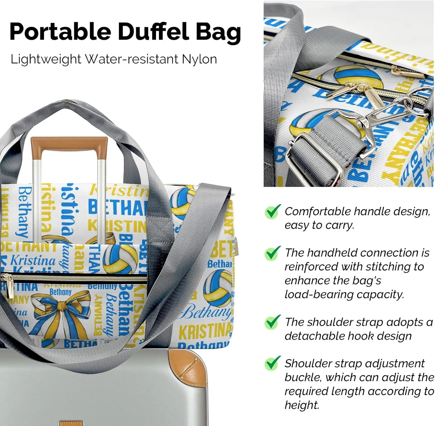 Word Cloud Text Duffle Bag for Travel, Carry on Bag Travel Bags Sport Volleyball Player Canvas Travel Duffel Bag Overnight Weekend Gym Bag Carry On Luggage Bags