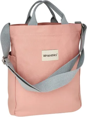 Wrapables Canvas Tote Bag for Women, Casual Cross Body Shoulder Handbag