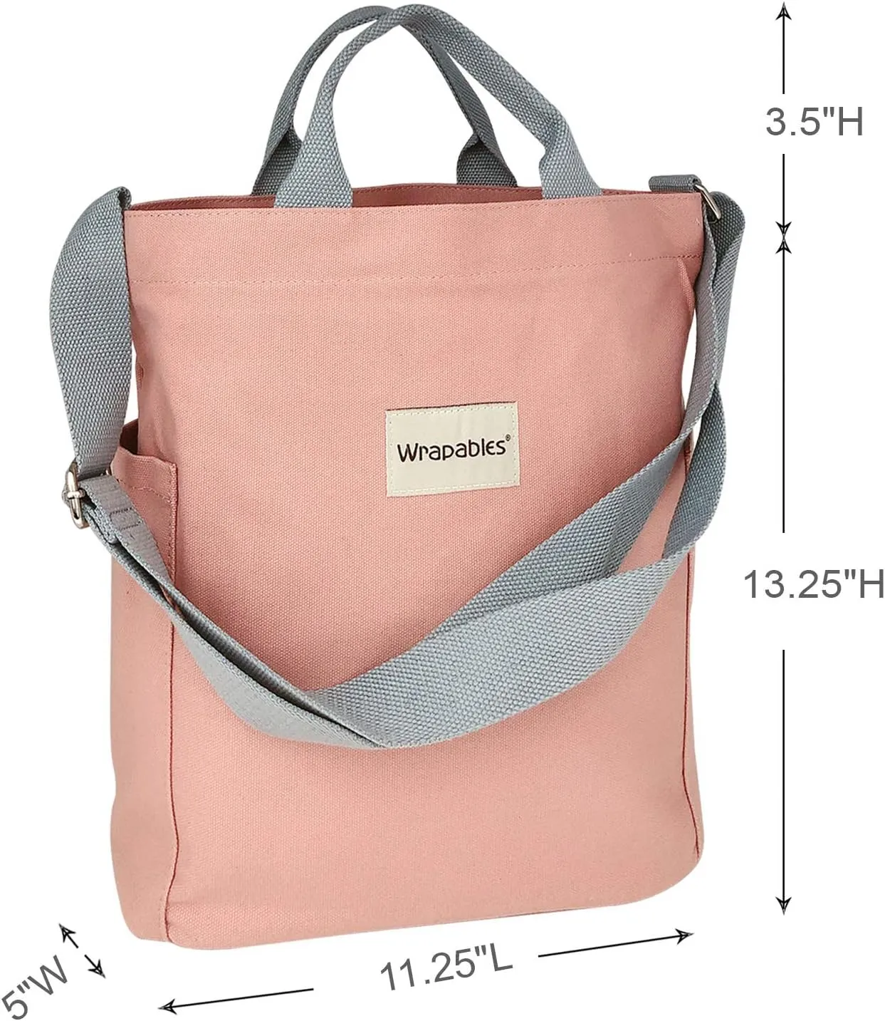 Wrapables Canvas Tote Bag for Women, Casual Cross Body Shoulder Handbag