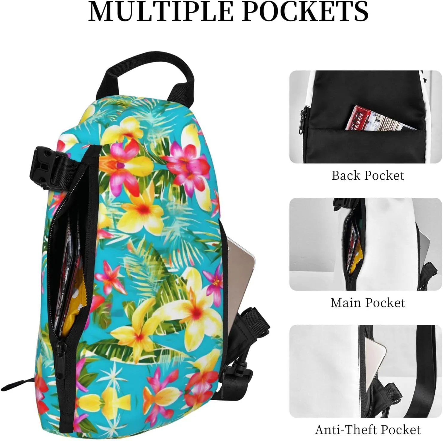 WURTON The Underwater World Tropical Fish Print Lightweight Adjustable Crossbody Backpack Daypack For Men,Women Sling Bag