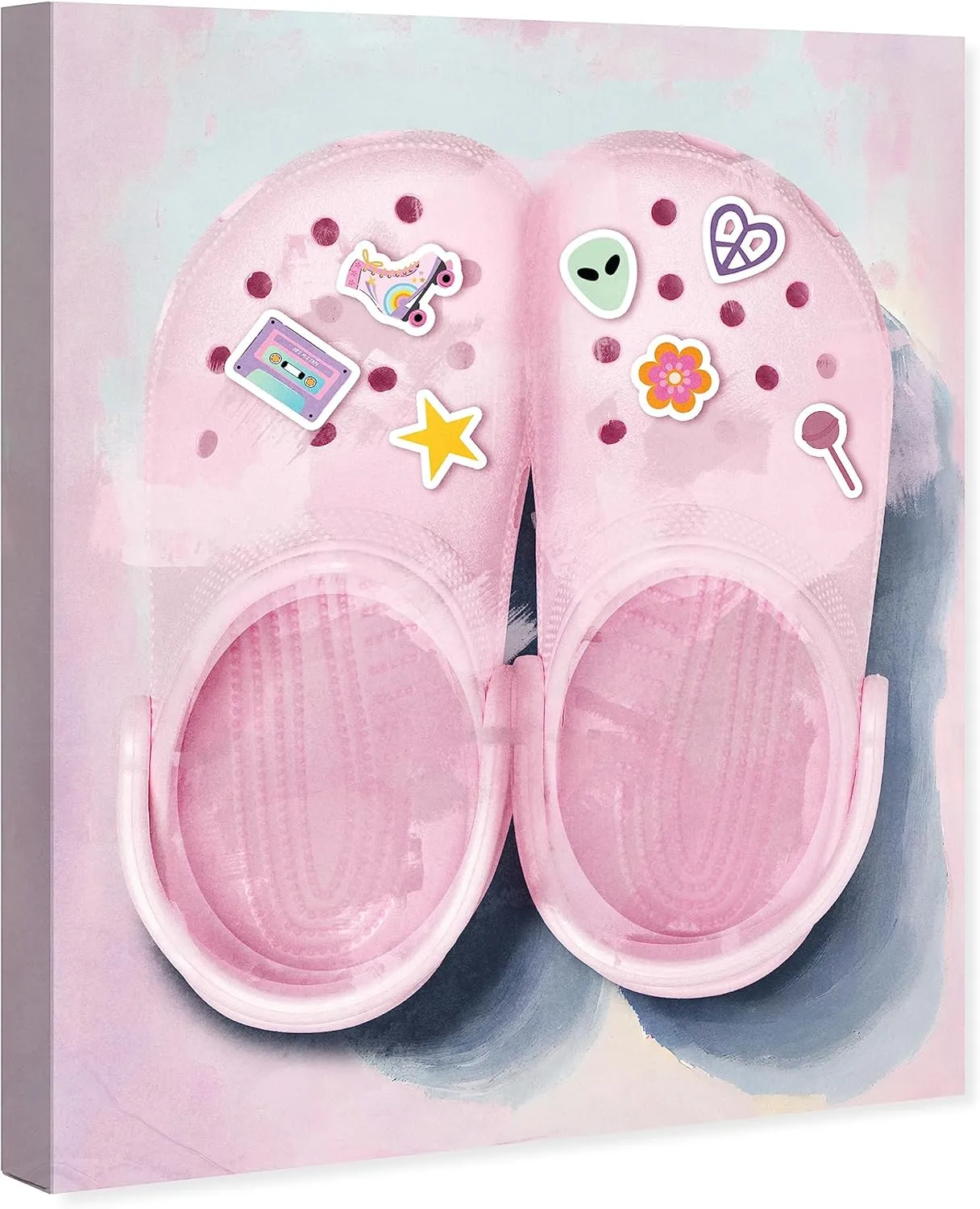 Wynwood Studio Fashion and Glam Modern Canvas Art - Favorite Casual Fun Shoes, Wall Art for Living Room, Bedroom, and Bathroom, 30 in x 36, Pink and Pink Home Decor