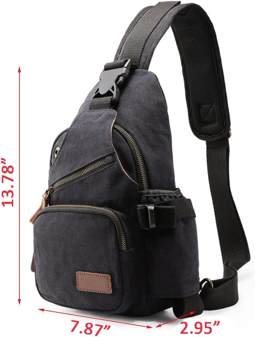 XINCADA Sling Bag for Men Canvas Man Purse Crossbody Small Messenger Bag Sling Backpack Shoulder Bags Travel Chest Pack Bags